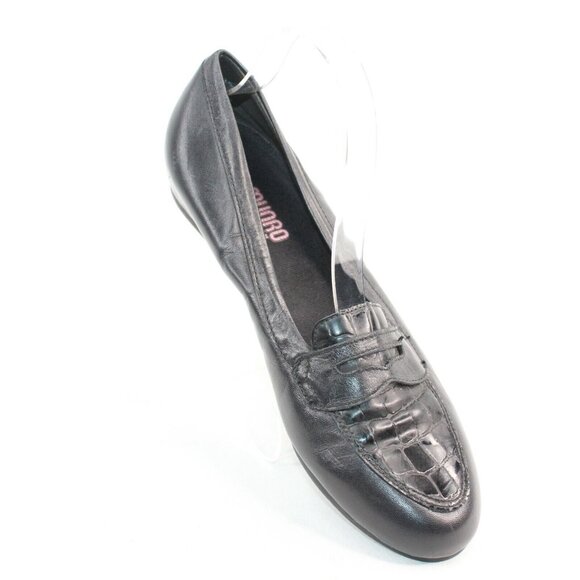 Munro Shoes - Munro Womens Sz 9.5 N Black Leather Penny Loafer Slip On Flat Shoes Classic